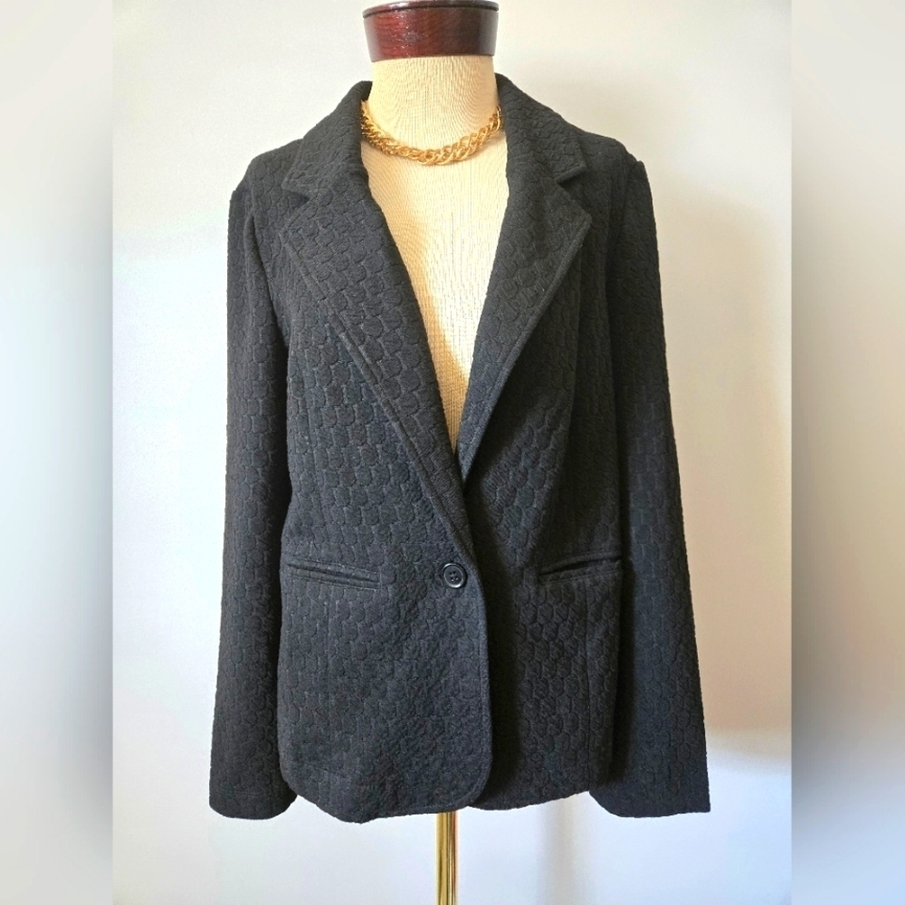 PORRIDGE ANTHROPOLOGIE Women's Black Textured Blazer. Size Medium
